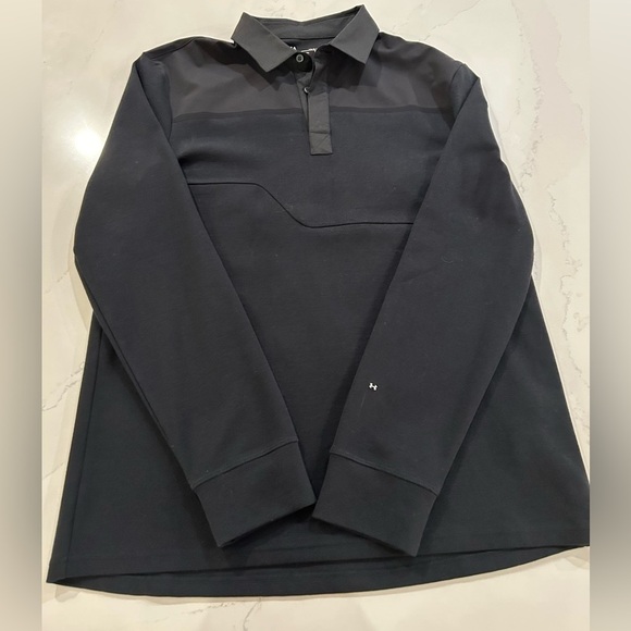 Under Armour Long Sleeve Black Collared Polo 3 button shirt, size Large - Picture 2 of 8